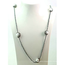 Hot Sale Hematite Baroque Pearl Necklace Jewelry for Lady Woman